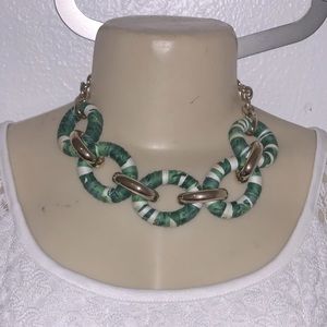 Bauble Bar Nordstrom Gold White Green Statement Necklace